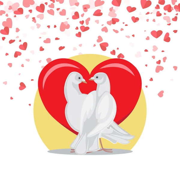Gołębie symbolem miłości Valentine widokówki z ptakami — Wektor stockowy
