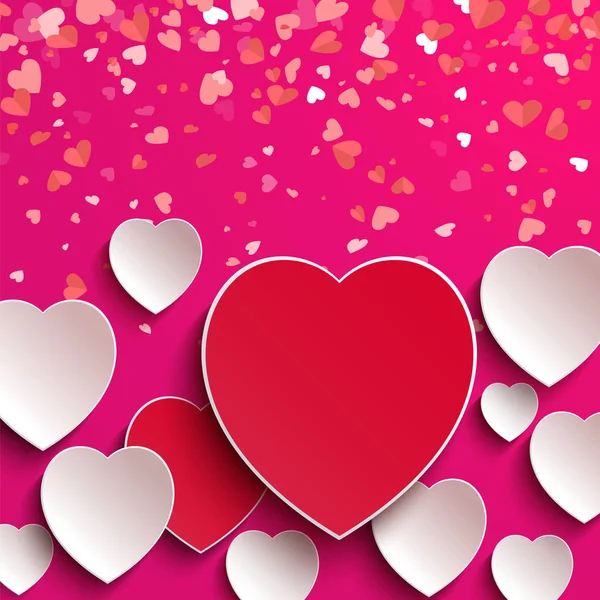 Valentine briefkaart met harten Vector op roze — Stockvector
