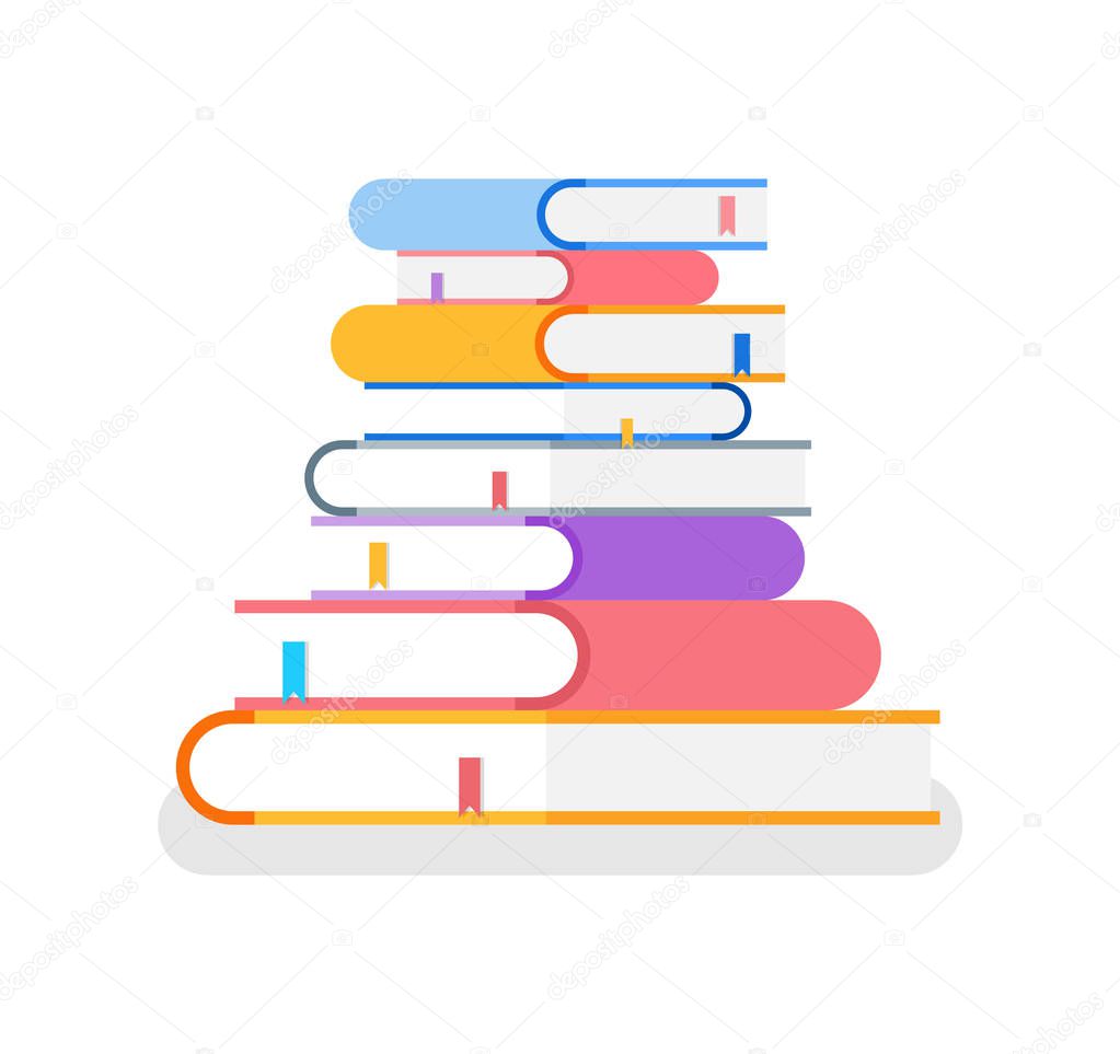 Books in Colorful Cover Lie on Each Other Vector
