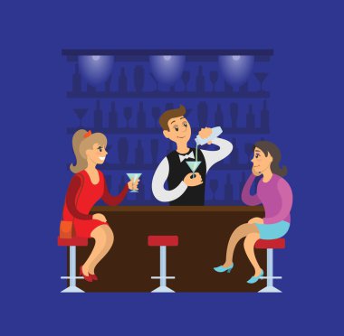 Kadın gözlük, barmen kokteyl vektör yapma