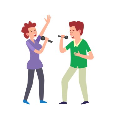 Müzik performans ikilinin, çift erkek ve kadın