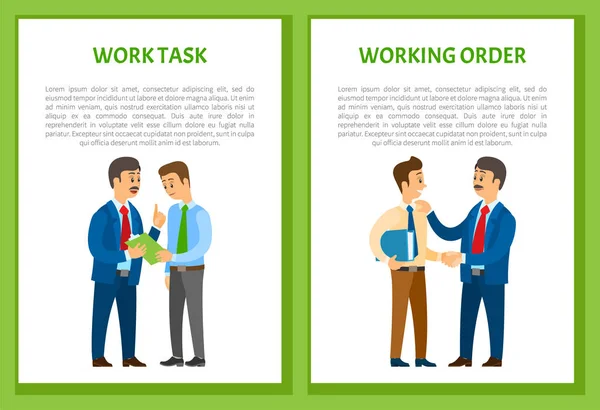 Working Order and Work Task Boss Gives Instruction — Stock Vector