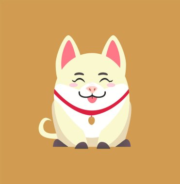 Kolye, hayvan göstermek dil vektör ile beyaz domuz