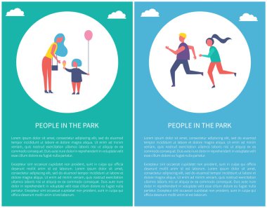 İnsanlar içinde Park Poster Anne kızı kaç koşmak