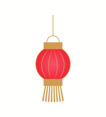 Kırmızı fener Altın çizgili vektör ile asılı