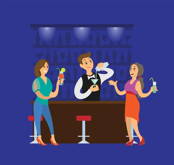 Party Club Clubbing People with Cocktails Drinks — Stock Vector