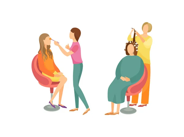 水疗沙龙维萨吉斯特和美发师集向量 — 图库矢量图片