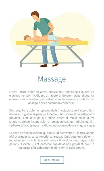 Massagem pôster massagista fazendo movimentos relaxantes — Vetor de Stock