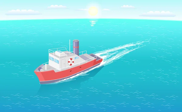 Dampfboot Seetransportschiff auf hoher See — Stockvektor
