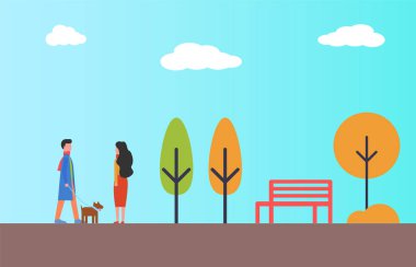 Adam ile evde beslenen hayvan köpek parkında uyanma. Kadın sonbahar