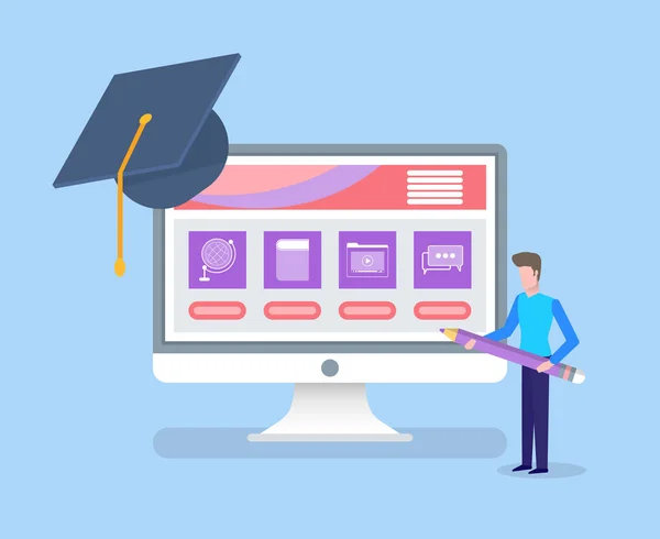 Online-Bildung, Abschluss des Universitätsabschlusses — Stockvektor