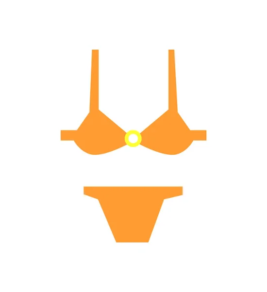Female Bikini Swimsuit of Orange Bra and Panties — Stock Vector