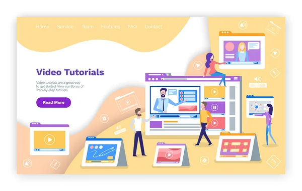 Video handledning Online kurs med handledare förklarar — Stock vektor