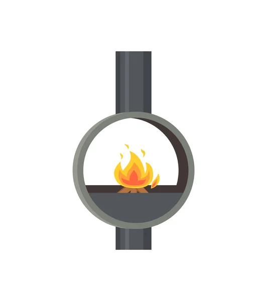 Fireplace Made Metal Material Iron Stove Isolated Icon Vector Pipe — Stock Vector