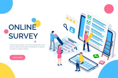 Online anket insanlar ekran ve dizüstü bilgisayarlar ile