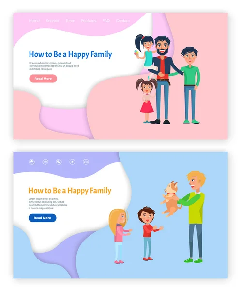 Jak být šťastný otec rodiny s web pro děti — Stockový vektor