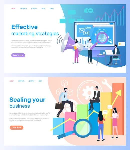 Estrategias de Marketing Efectivas, Ampliación de Negocios — Vector de stock