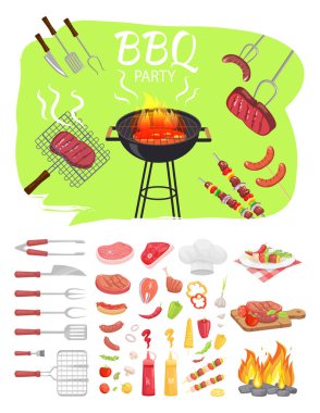 Barbekü partisi Poster Barbekü vektör çizim