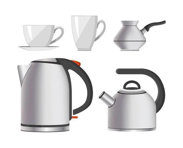 Кухонные принадлежности Чайник Современная бытовая техника — стоковый вектор