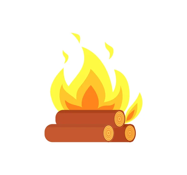 Burning Billets Isolated Vector Icon. Registri delle fiamme — Vettoriale Stock