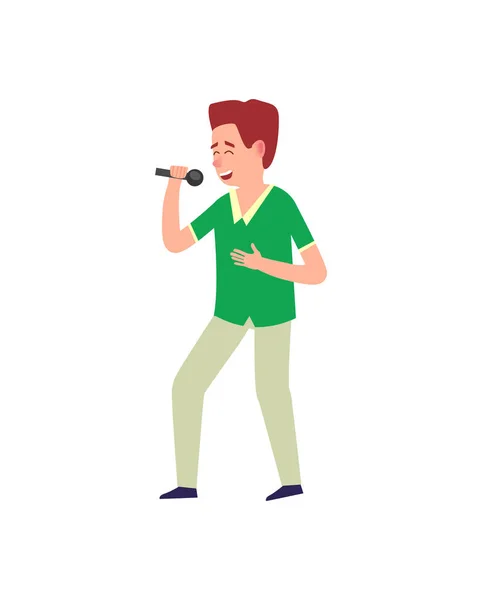 Music Performance Man Expressing Singing Isolated — Stock Vector