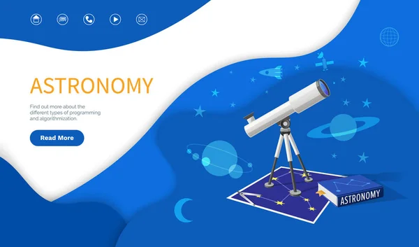 Tema de Astronomía, Página de Estudios de Disciplina Escolar — Vector de stock