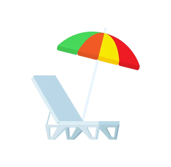 Sunbed and Umbrella Vector Icons Chaise-lounge — Stock Vector
