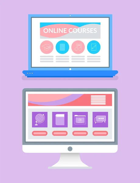 Online utbildning Program Internet sidor Set — Stock vektor
