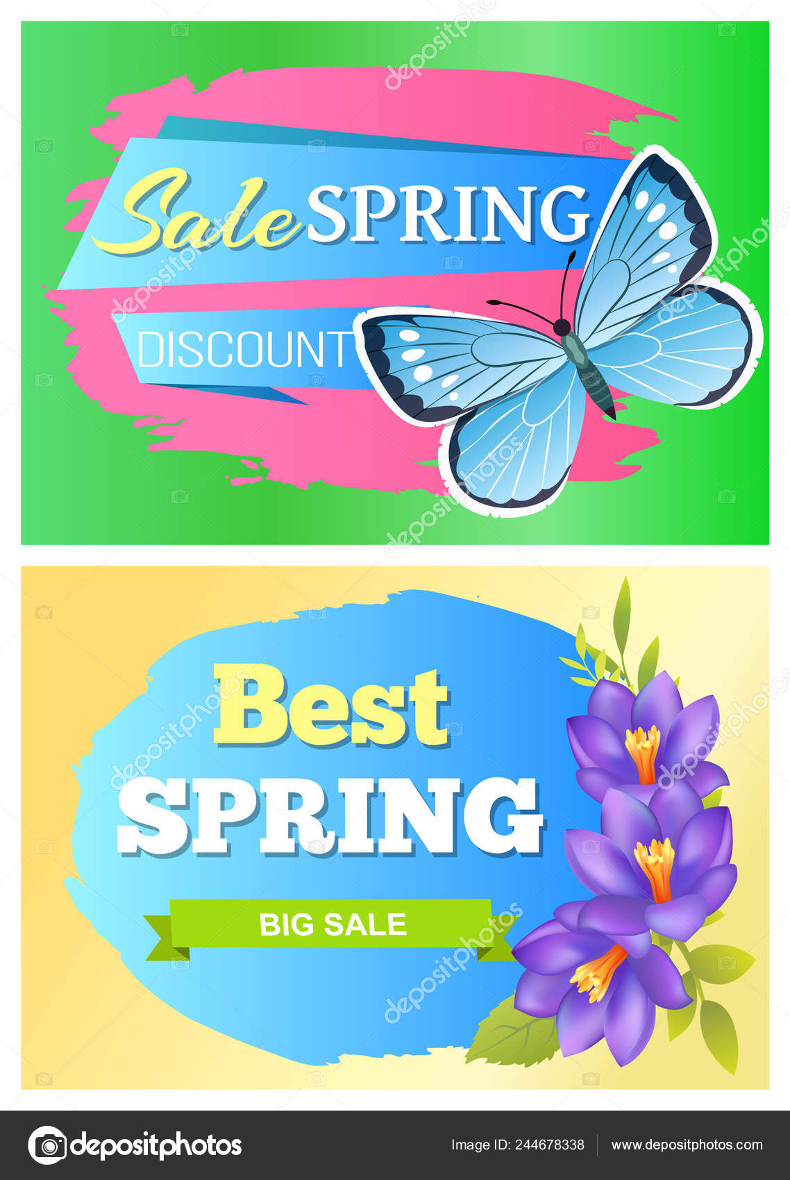 Set of Posters Butterfly and Flower Spring Sale. Stock Vector Image by