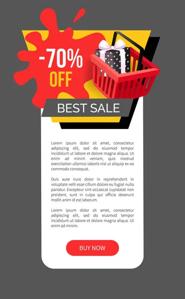 Sale 70 Percent Off Webpage Template Shopping Cart — Stock Vector