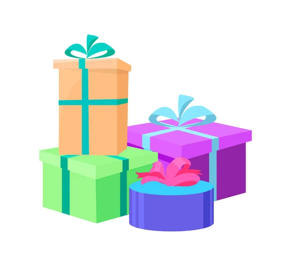 Cajas de regalo envueltas en papel decorativo Vector aislado — Vector de stock