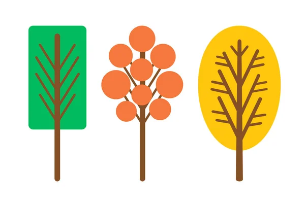 Icone isolate vettoriali degli alberi astratti di stile cartone animato — Vettoriale Stock