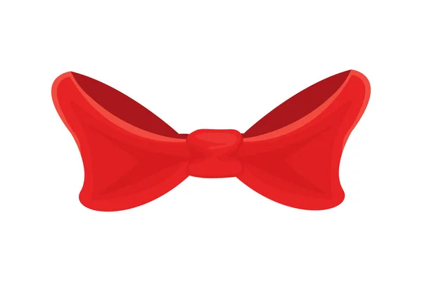 Arco rojo, accesorio brillante aislado en vector blanco — Vector de stock