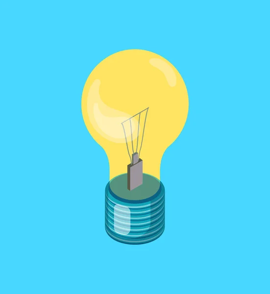 Electric Light Bulb Vector Realistic Icon New Idea — Stock Vector