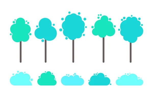 Groene en blauwe bomen met Splash en Dots, Vector — Stockvector