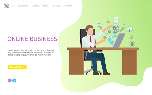 Online Business Web Poster, Processos em Computador — Vetor de Stock