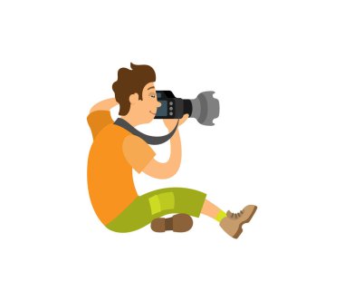 Modern dijital kamerada fotoğraf çekme fotoğrafçı