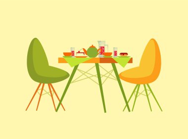 Tatlı yemekler ve içecekler ile restoran tablo