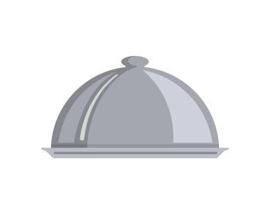 Yemekler servis tabağına ve metalik kapak kapalı