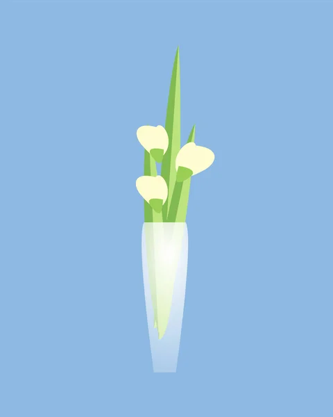 Цветок в прозрачной вазе, домашний декор ресторана — стоковый вектор