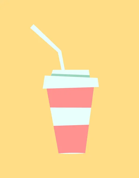 Bebida suave, Bebida dulce en icono de la taza de plástico — Vector de stock