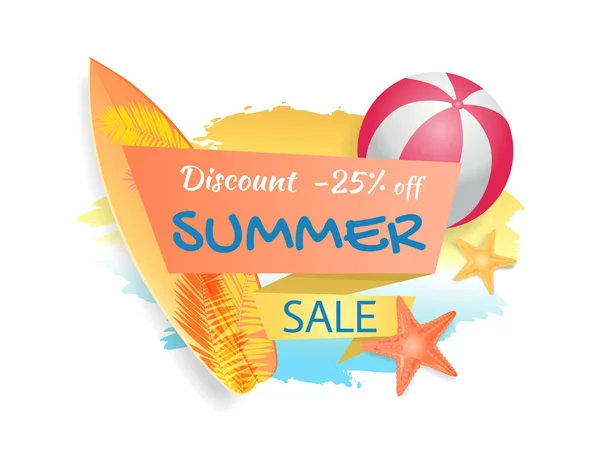 Rabatt Sommer Verkauf Plakat Vektor Illustration — Stockvektor