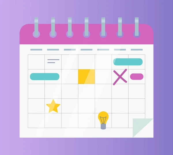 Calendario u Organizador, Negocios y Eventos — Archivo Imágenes Vectoriales