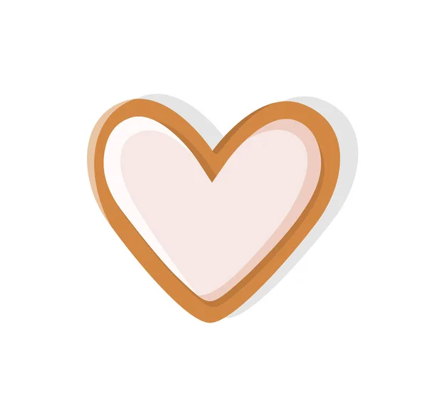 Galleta en forma de corazón hecha de masa de pan de jengibre — Vector de stock