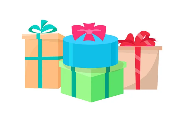 Cadeautjes verpakt in cadeau dozen Vector geïsoleerde pictogram — Stockvector