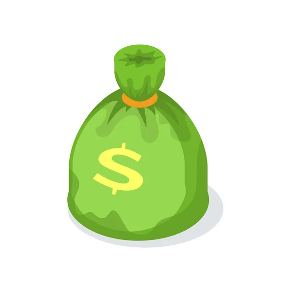 Pengar väska med dollarn underteckna isolerade Crowdfunding — Stock vektor