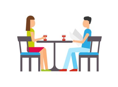 Yemek Restoran, tablo tarafından oturan insanlar çift