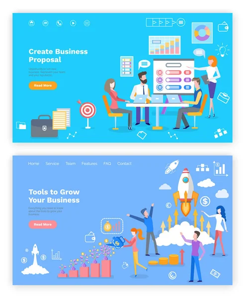 Proposal and Tools to Grow Business Online Page — Stock Vector