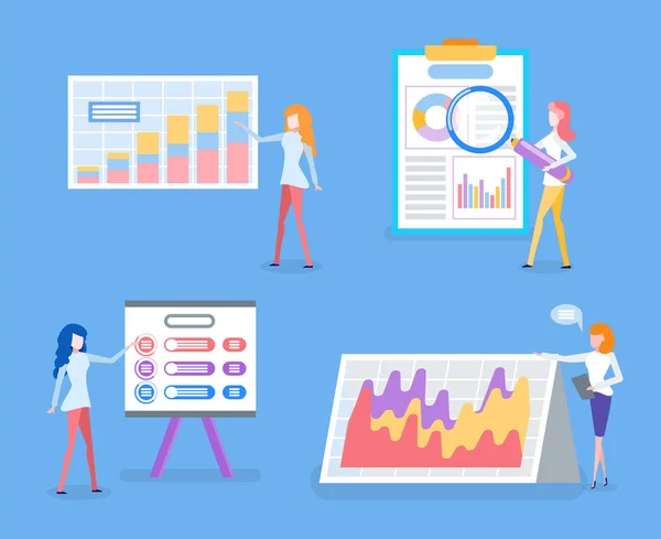 Gráficos y diagramas empresariales, datos estadísticos — Vector de stock