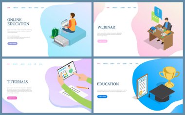 Online Eğitim ve Rehberler, Webinar Web vektör